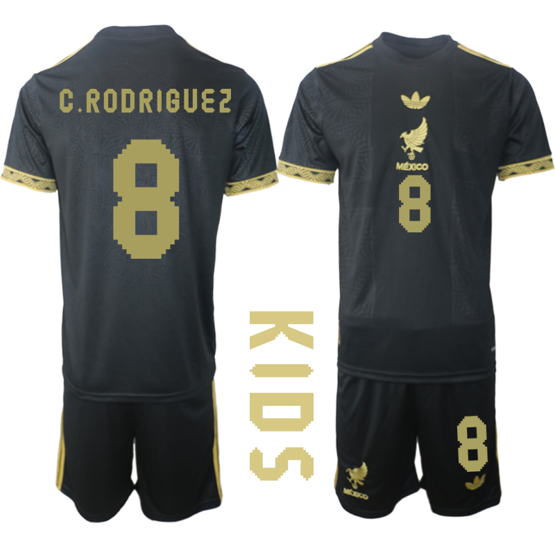 Youth 2025-2026 National Team Season Mexico Black #8 Soccer Jersey->youth soccer jersey->Youth Jersey